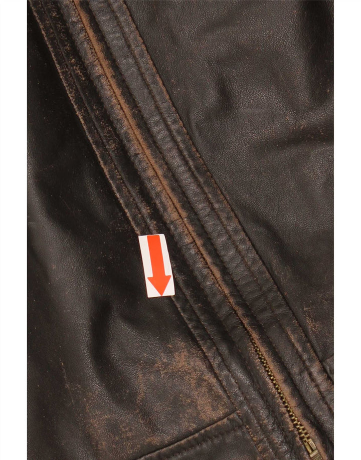 Vintage Mens Leather Jacket UK 36 Small Brown