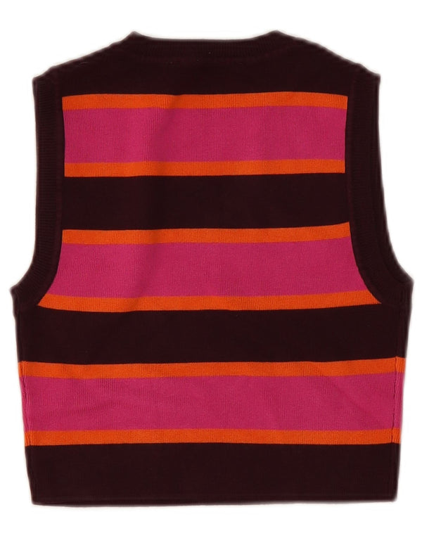 Zara Womens Crop Vest Top UK 12 Medium Pink Striped