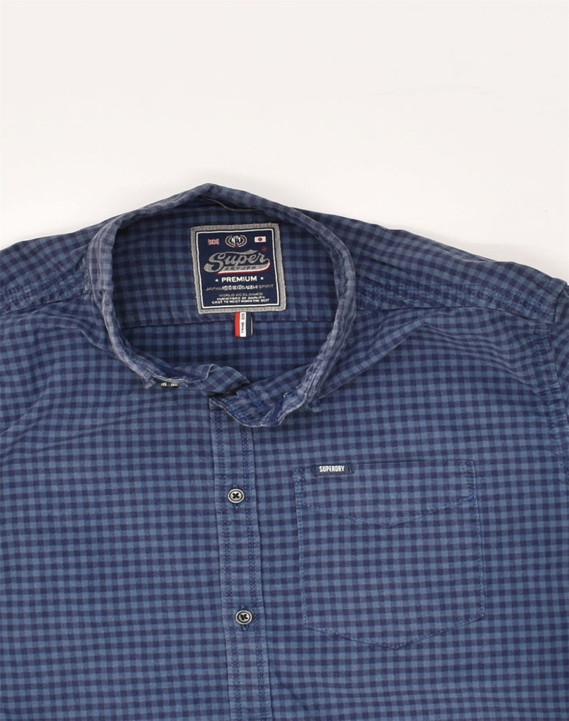 SUPERDRY Mens Premium Shirt Small Navy Blue Gingham Cotton | Vintage Superdry | Thrift | Second-Hand Superdry | Used Clothing | Messina Hembry 