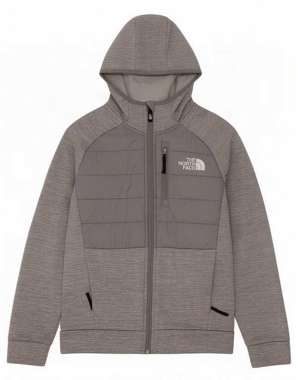 The North Face Boys Zip Hoodie Sweater 11-12 Years Large Grey Flecked