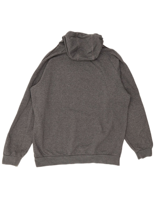 Adidas Mens Graphic Hoodie Jumper Large Grey Flecked Cotton