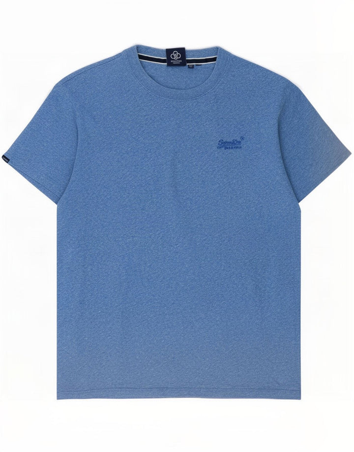 Superdry Mens T-Shirt Top Medium Blue Flecked Cotton