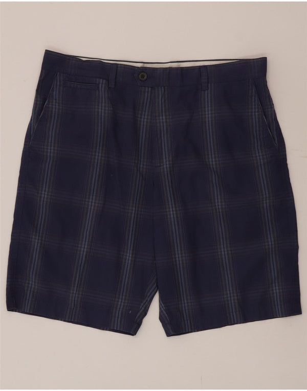 Marks & Spencer Mens Chino Shorts W36 Large Blue Check Cotton