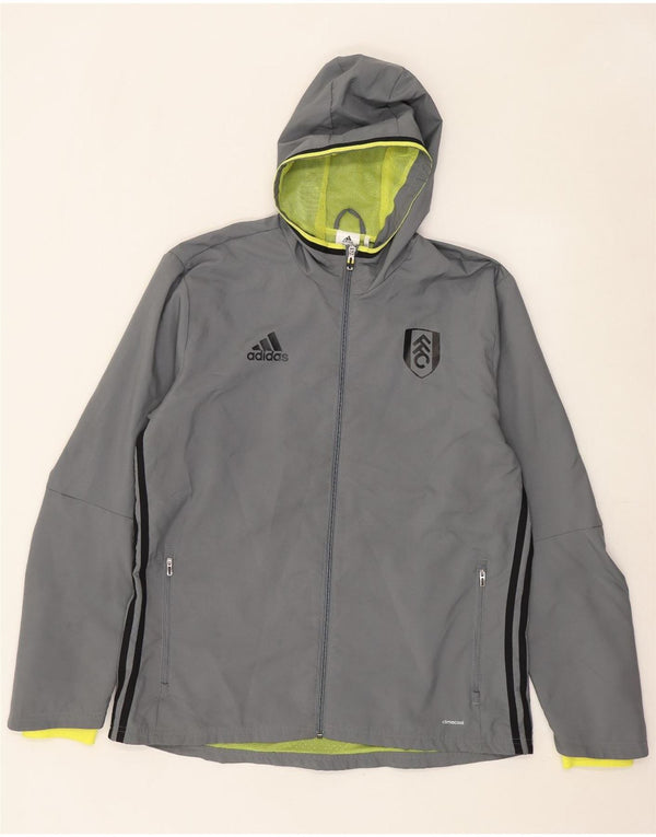 Adidas Mens Climacool Graphic Hooded Rain Jacket UK 40 Large Grey Polyester