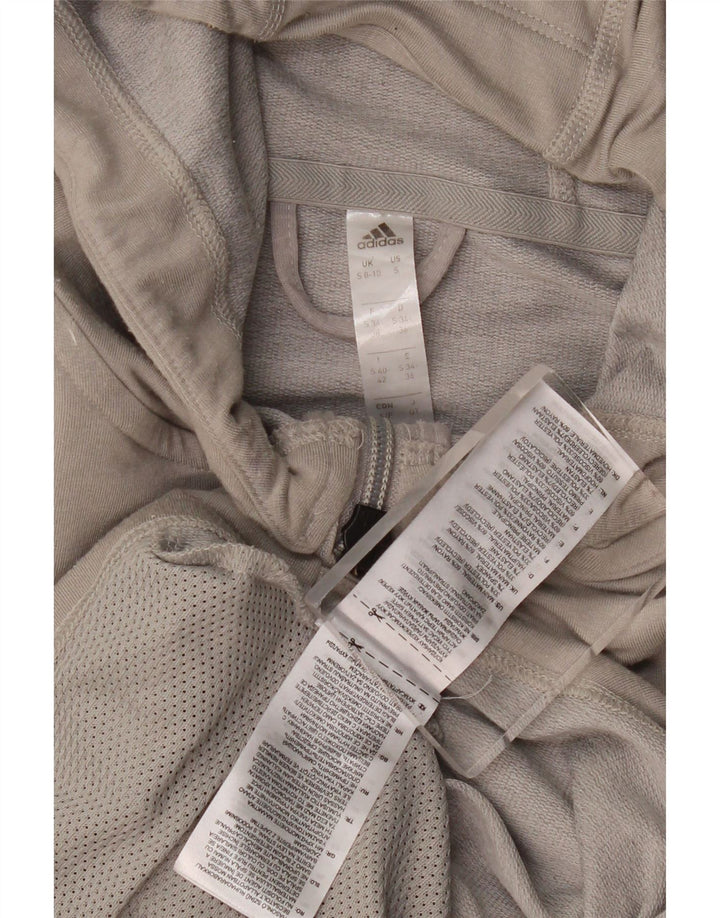 Adidas Womens Zip Hoodie Sweater UK 8/10 Small Grey Viscose