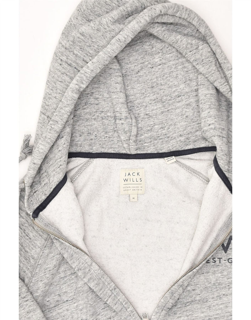 JACK WILLS Mens Zip Hoodie Sweater Medium Grey Flecked Cotton | Vintage Jack Wills | Thrift | Second-Hand Jack Wills | Used Clothing | Messina Hembry 