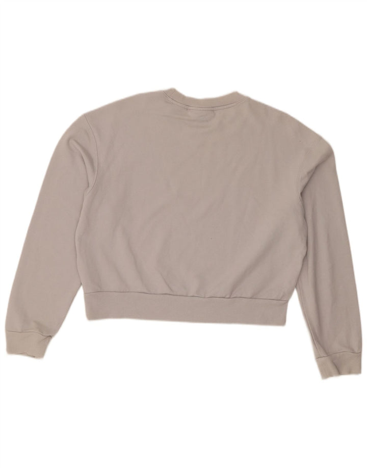 Calvin Klein Womens Crop Graphic Sweatshirt Jumper UK 14 Medium Grey Cotton