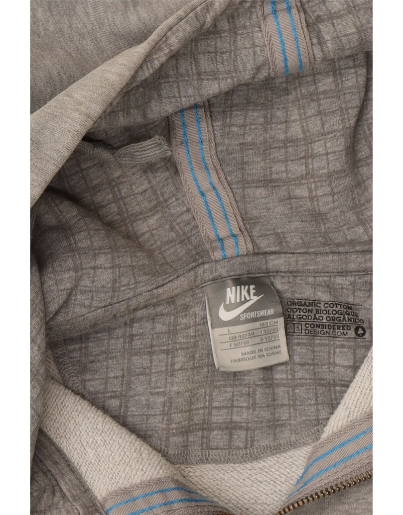 NIKE Mens Zip Neck Hoodie Jumper UK 42/44 Large Grey Cotton Vintage Nike and Second-Hand Nike from Messina Hembry 