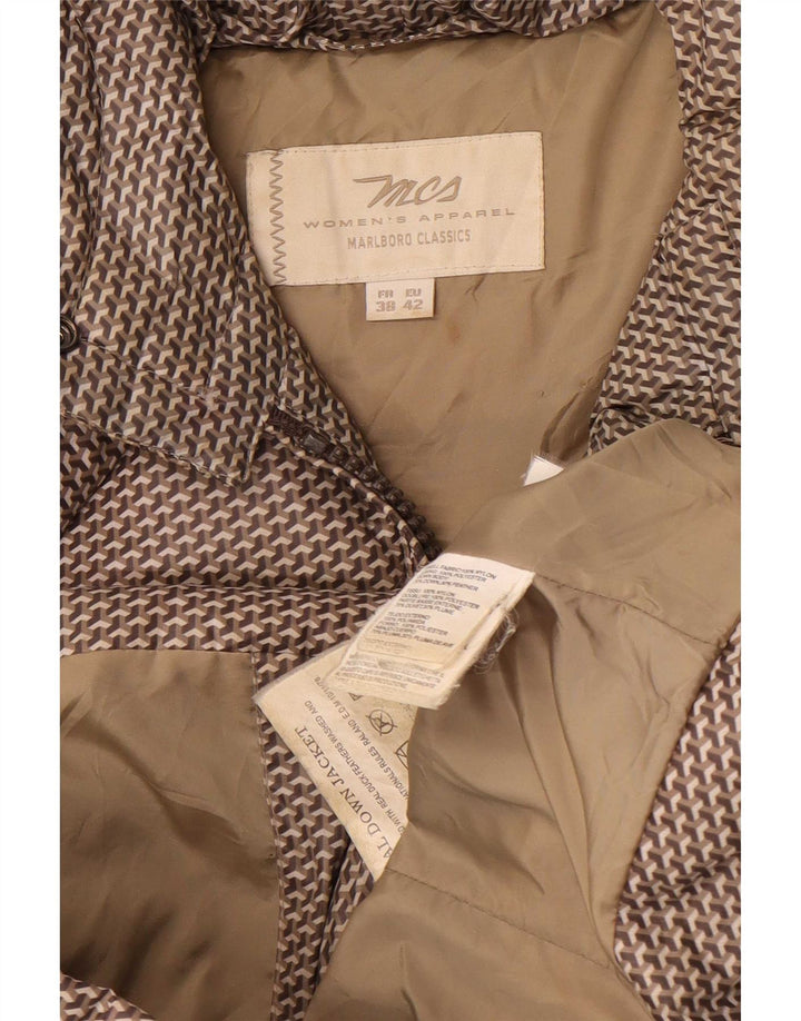 Marlboro Classics Womens Hooded Padded Jacket EU 42 Large Grey Geometric