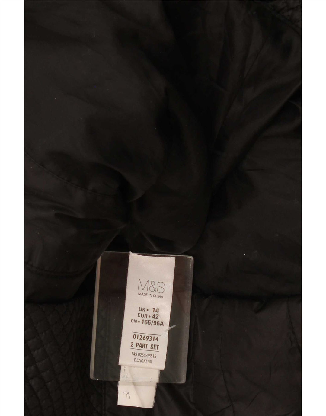 Marks & Spencer Womens Hooded Quilted Jacket UK 14 Large Black Polyester