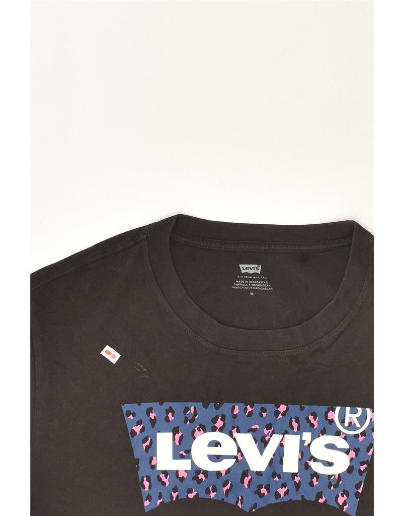 LEVI'S Womens Graphic T-Shirt Top UK 14 Medium Black Cotton | Vintage Levi's | Thrift | Second-Hand Levi's | Used Clothing | Messina Hembry 