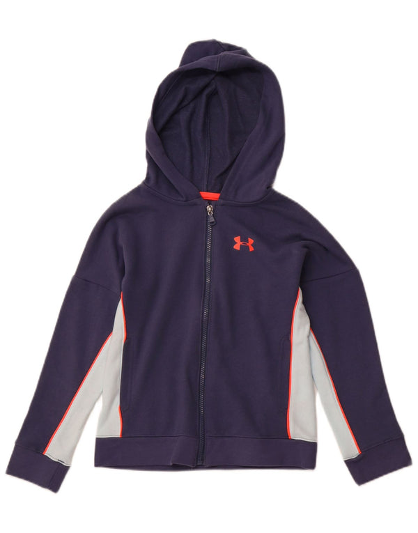 UNDER ARMOUR Boys Cold Gear Zip Hoodie Sweater 7-8 Years Small  Navy Blue