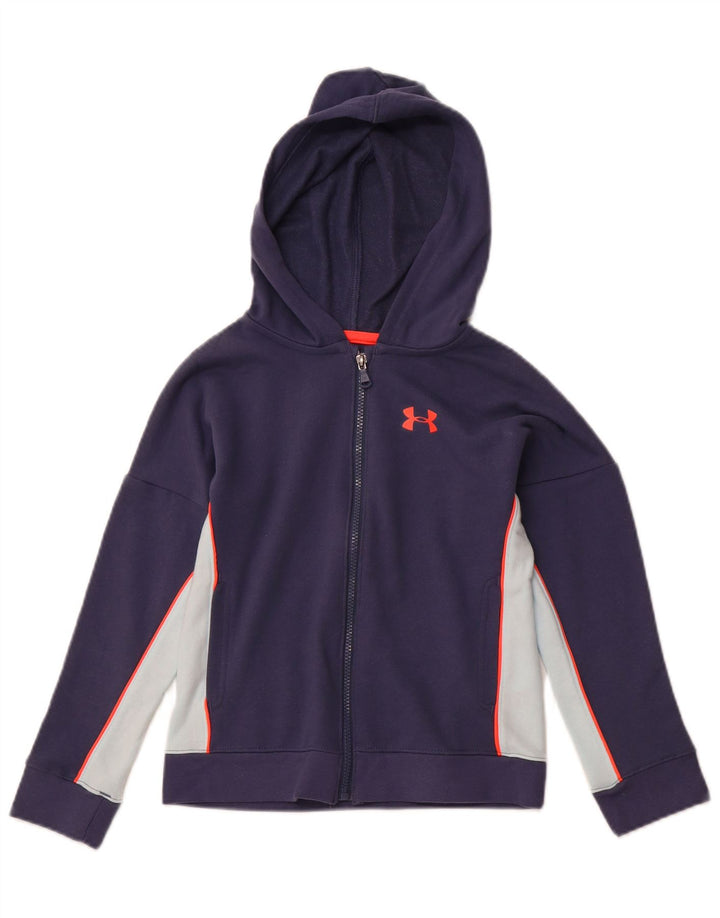 UNDER ARMOUR Boys Cold Gear Zip Hoodie Sweater 7-8 Years Small  Navy Blue