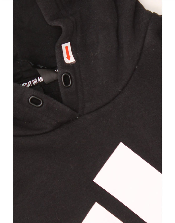 ADIDAS Womens Graphic Hoodie Jumper UK 24/26 2XL Black Cotton