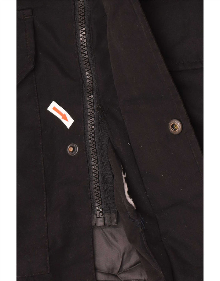 Jack & Jones Mens Hooded Parka Jacket UK 38 Medium Black Polyester