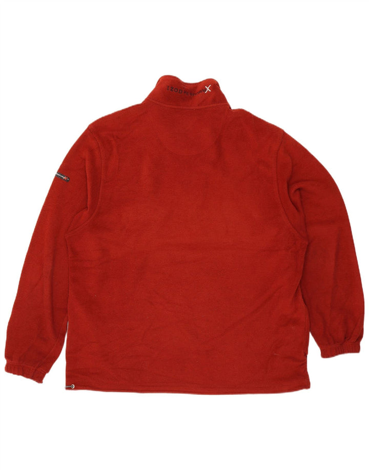 Izod Mens Zip Neck Fleece Jumper XL Red Polyester