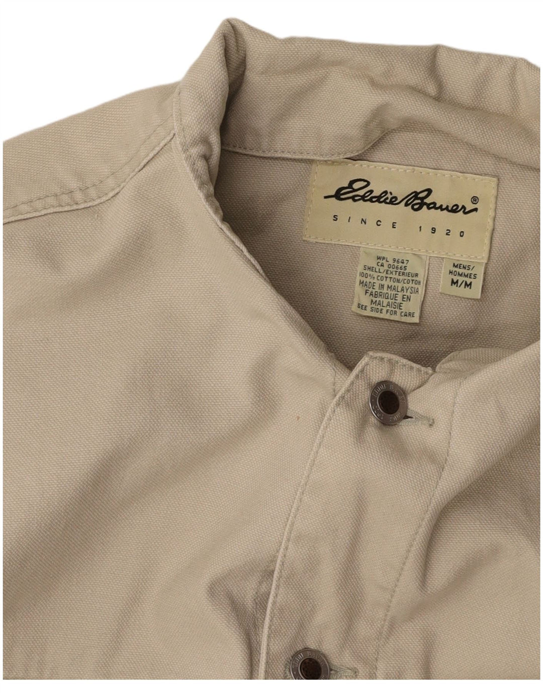 EDDIE BAUER Mens Bomber Jacket UK 38 Medium Beige Cotton