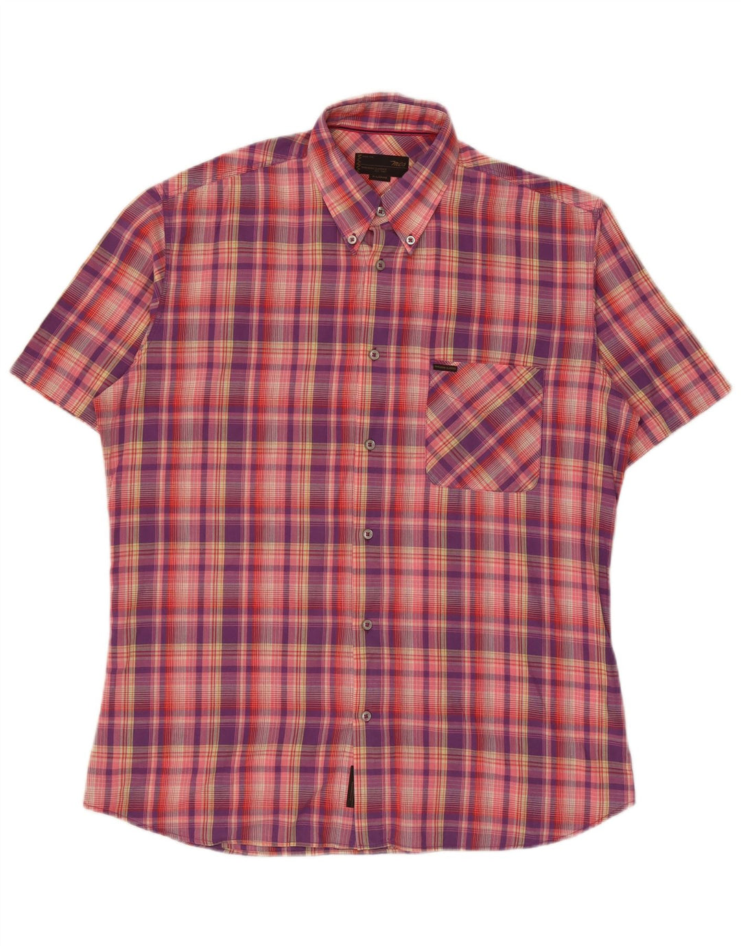 Marlboro Classics Mens Short Sleeve Shirt XL Pink Check Cotton