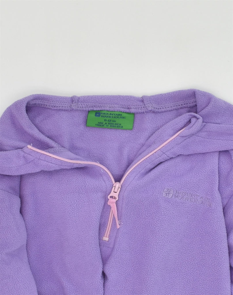 MOUNTAIN WAREHOUSE Girls Hooded Zip Neck Fleece Jumper 11-12 Years Purple | Vintage Mountain Warehouse | Thrift | Second-Hand Mountain Warehouse | Used Clothing | Messina Hembry 