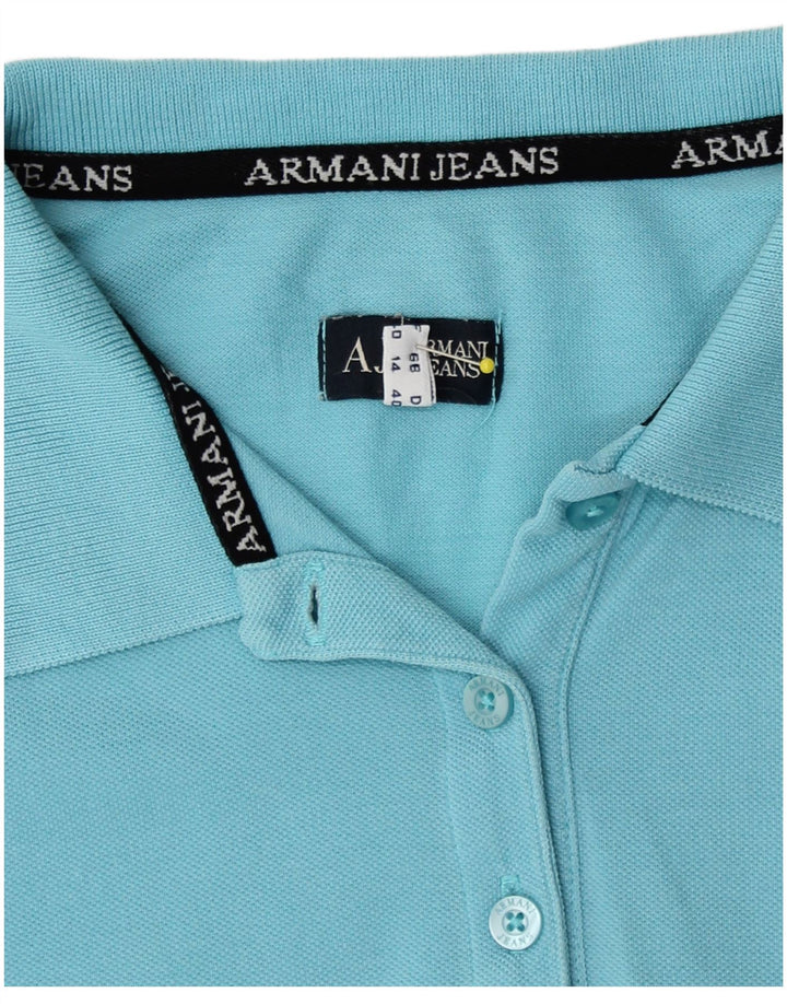 Armani Womens Polo Shirt UK 14 Medium Blue