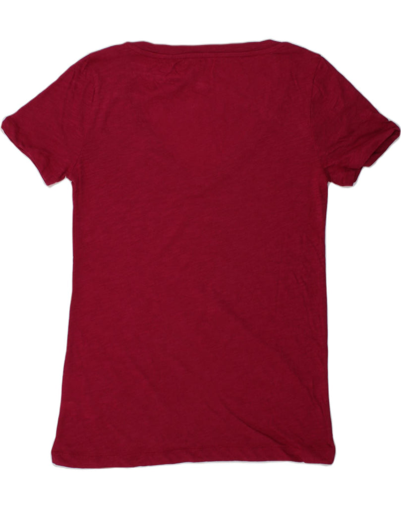 J. CREW Womens T-Shirt Top UK 2 2XS Burgundy Cotton | Vintage J. Crew | Thrift | Second-Hand J. Crew | Used Clothing | Messina Hembry 