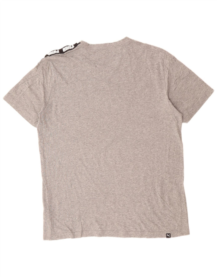 PUMA Mens Graphic T-Shirt Top Large Grey Colourblock Cotton