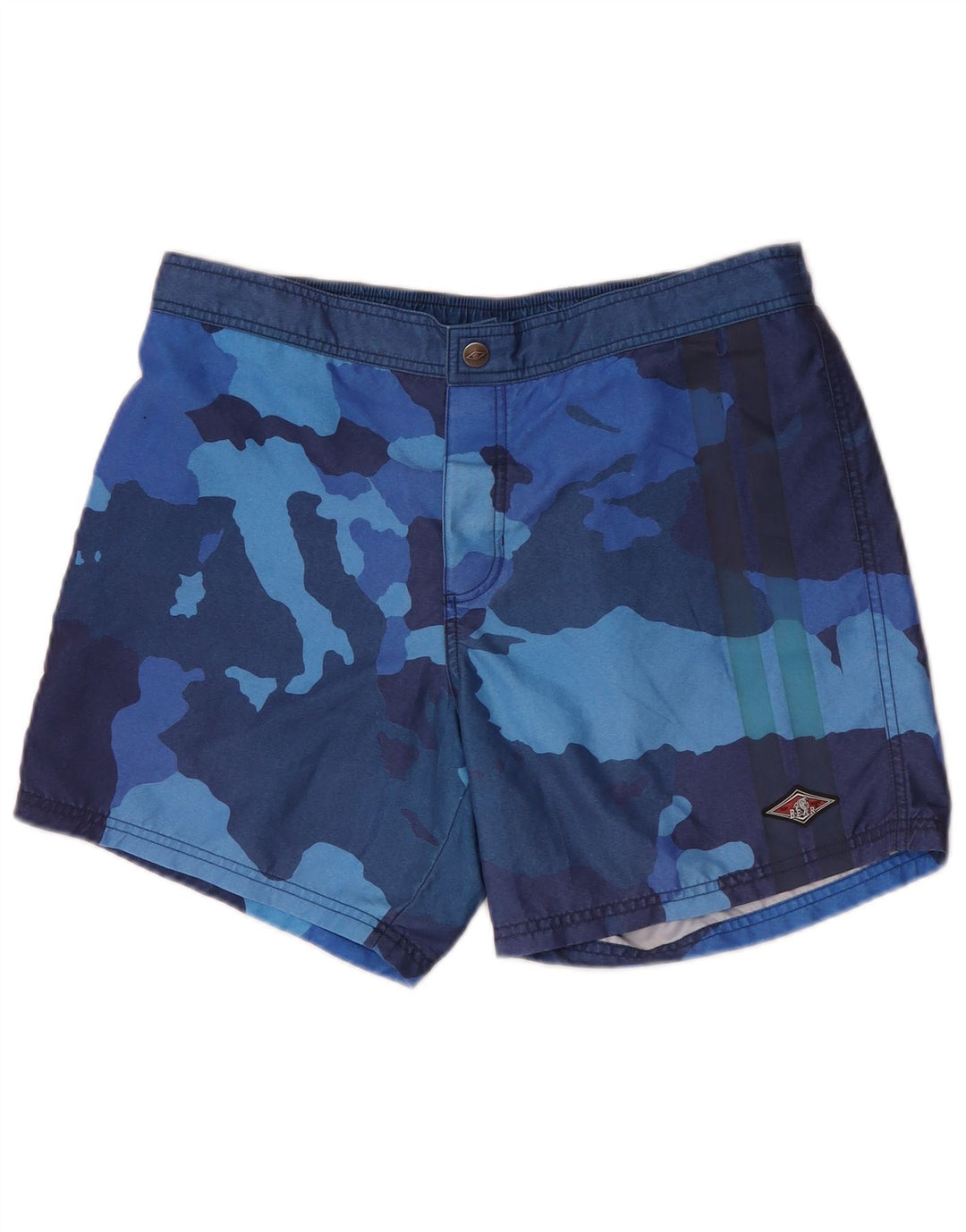 Bear Mens Swimming Shorts Large Blue Camouflage Polyester