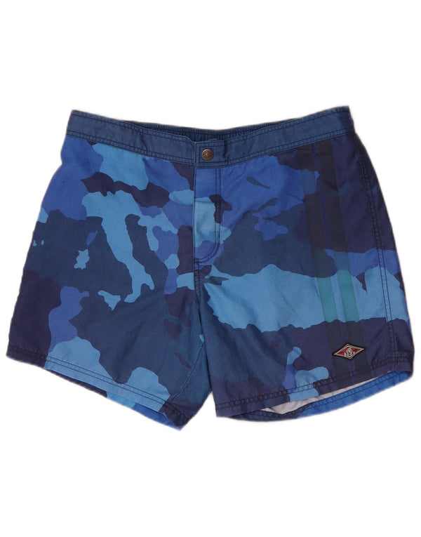 Bear Mens Swimming Shorts Large Blue Camouflage Polyester
