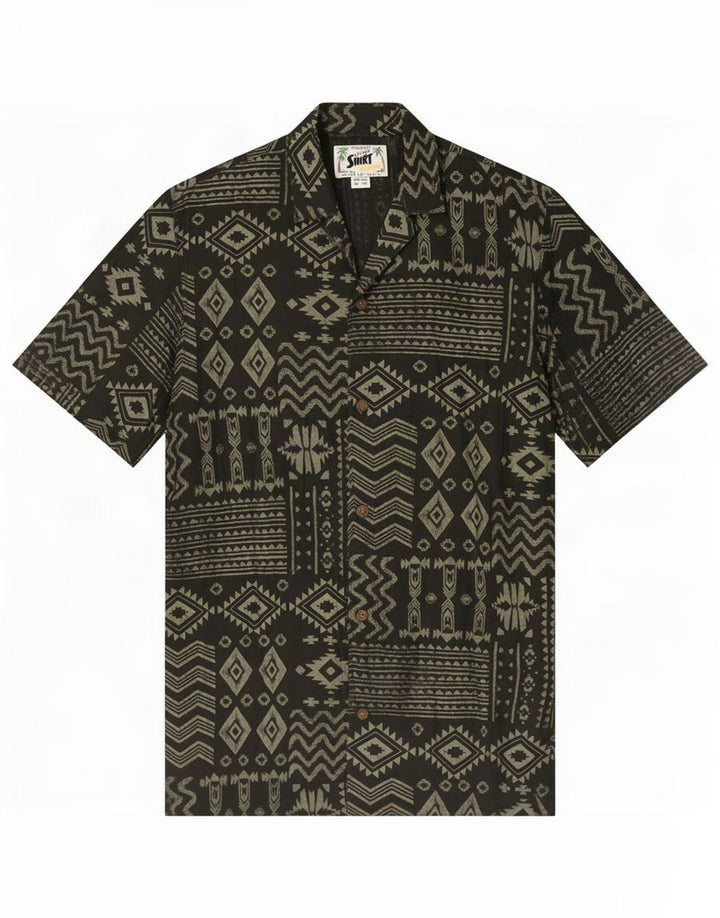 Pull & Bear Womens Short Sleeve Shirt Small Black Geometric Viscose