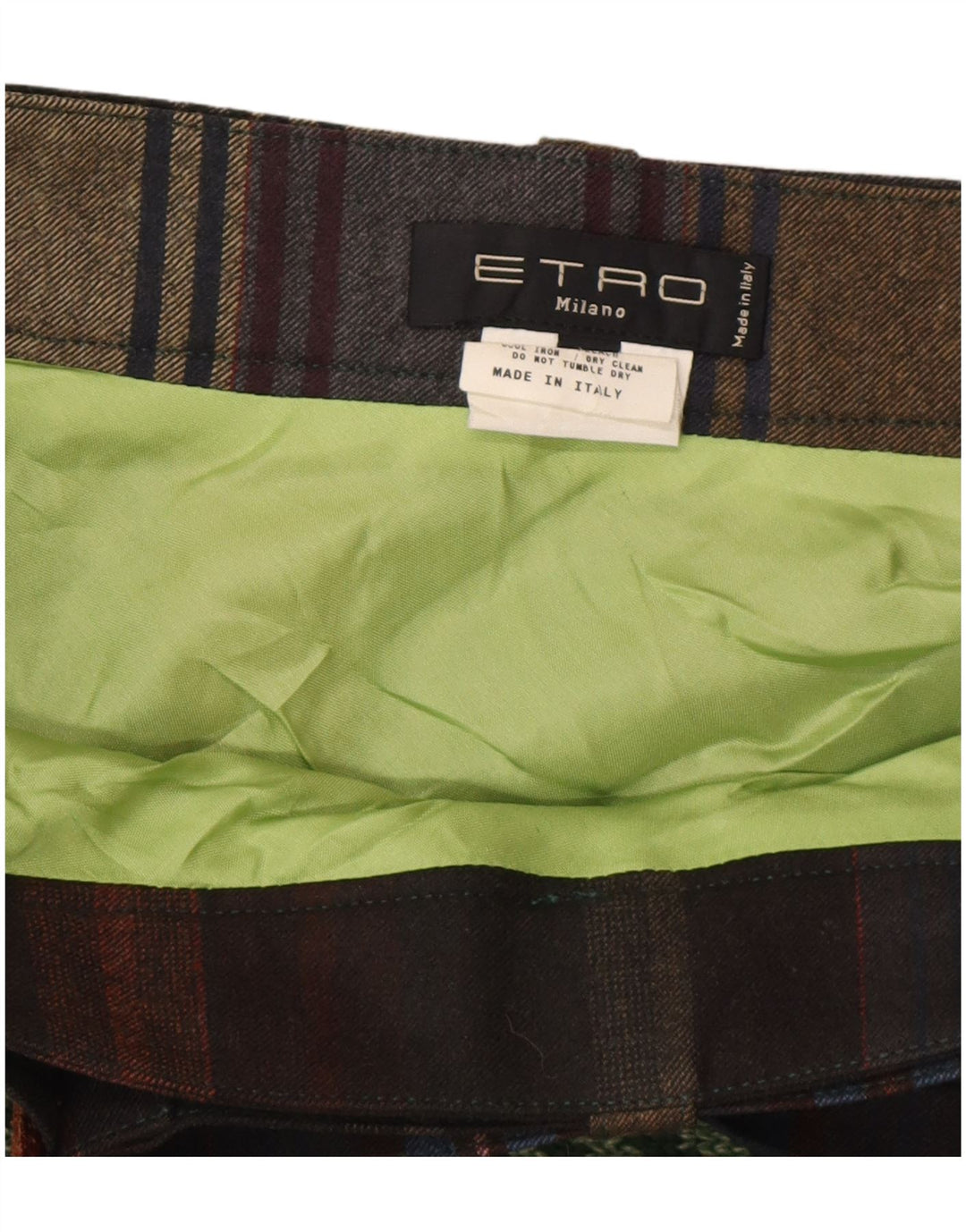 ETRO Womens Knit A-Line Skirt IT 44 Medium W30 Green Chevron Acetate