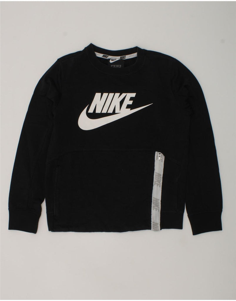 NIKE Boys Graphic Sweatshirt Jumper 6-7 Years XS Black Cotton | Vintage Nike | Thrift | Second-Hand Nike | Used Clothing | Messina Hembry 