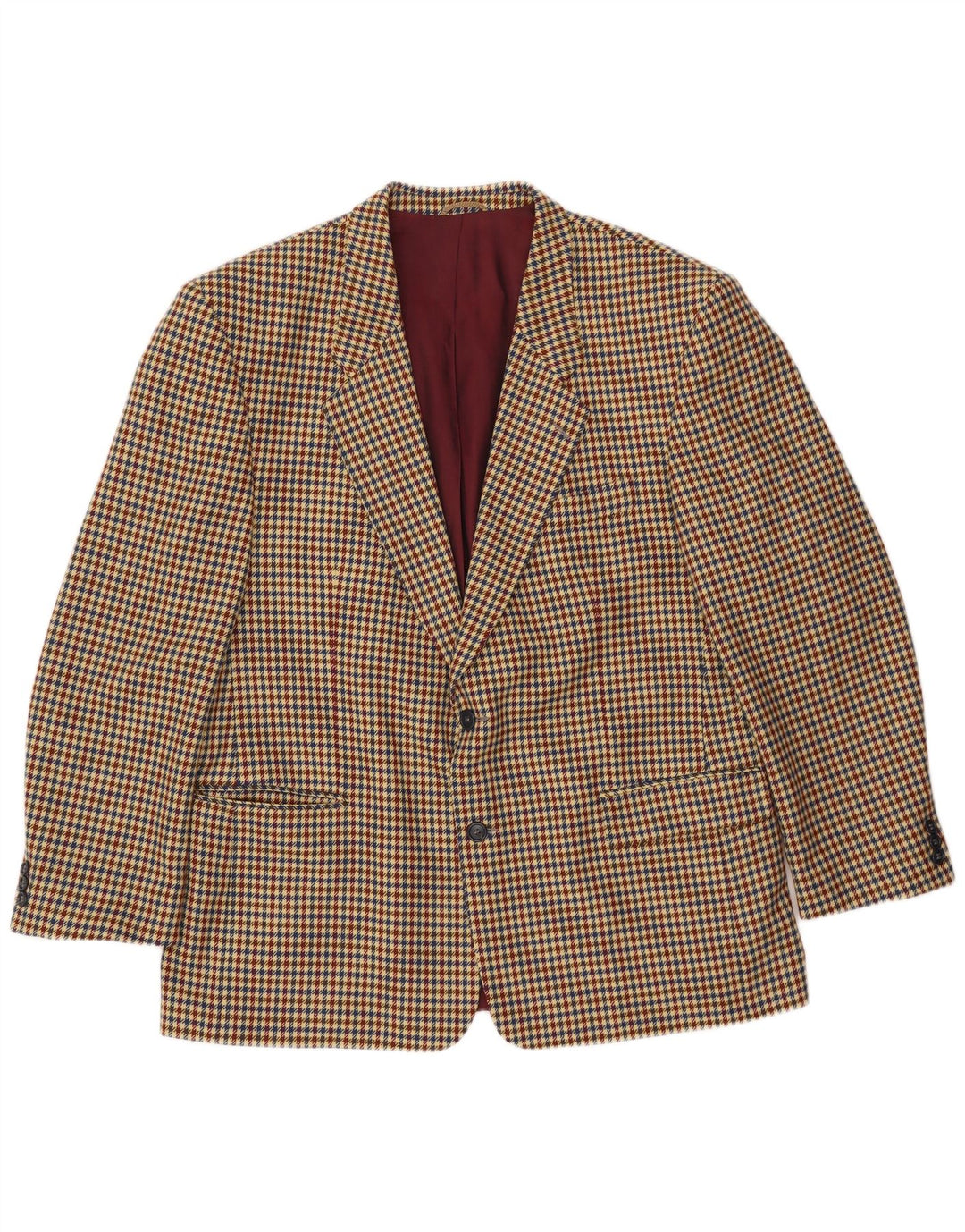 Luigi Botto Mens 2 Button Blazer Jacket UK 40 Large Beige Houndstooth Wool