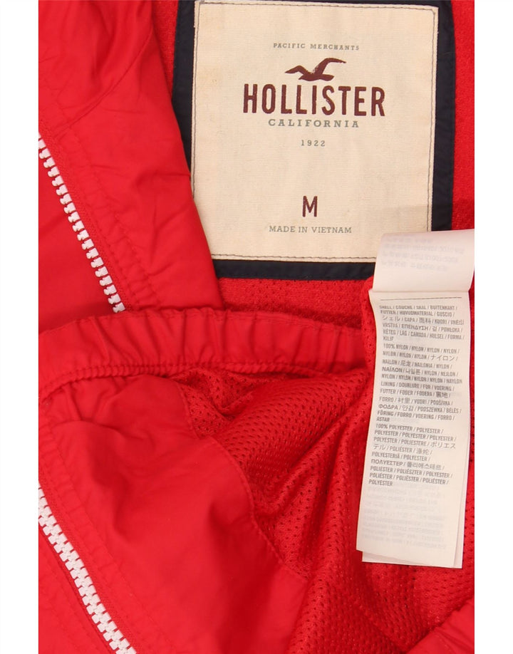 Hollister Womens Hooded Rain Jacket UK 12 Medium Red Nylon