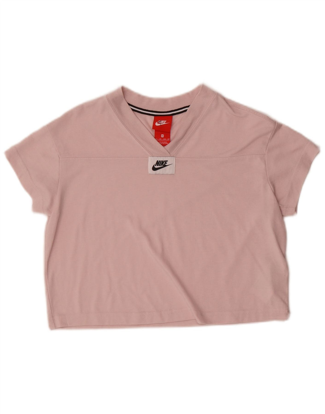 Nike Womens Crop T-Shirt Top UK 6 XS Pink Polyester