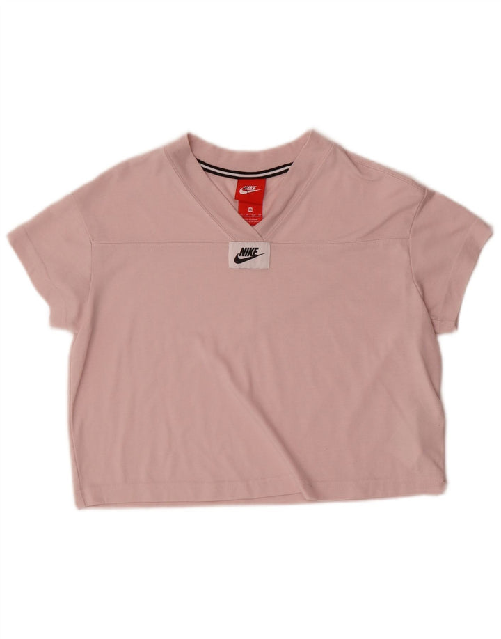 Nike Womens Crop T-Shirt Top UK 6 XS Pink Polyester