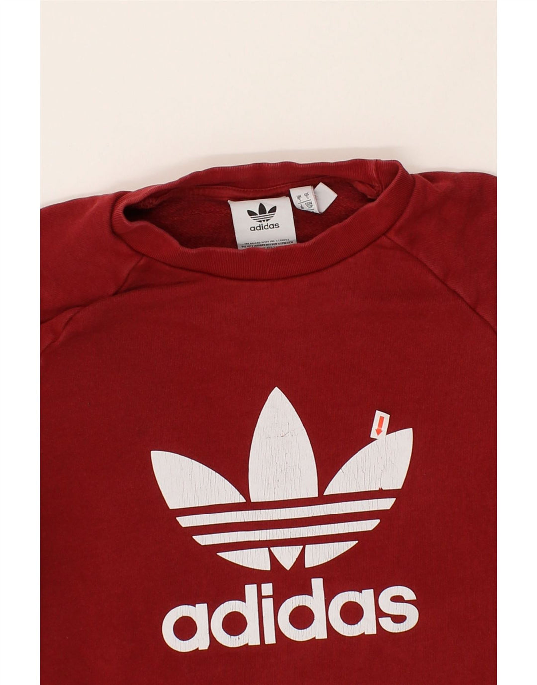 ADIDAS Mens Graphic Sweatshirt Jumper Small Red Cotton Vintage Adidas and Second-Hand Adidas from Messina Hembry 