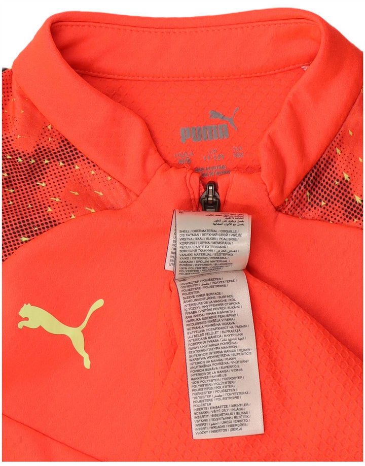 Puma Boys Graphic Pullover Tracksuit Top 11-12 Years Orange Colourblock