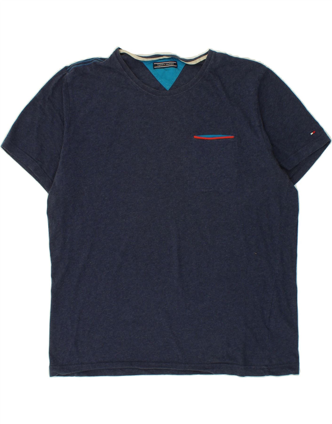 TOMMY HILFIGER Mens T-Shirt Top Large Navy Blue Cotton Vintage Tommy Hilfiger and Second-Hand Tommy Hilfiger from Messina Hembry 