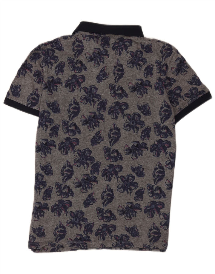 Ted Baker Mens Polo Shirt Size 4 Large Grey Floral Cotton