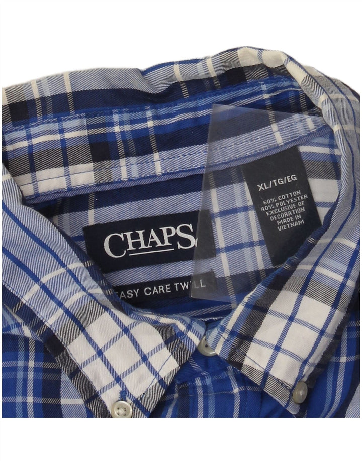 Chaps Mens Flannel Shirt XL Blue Check Cotton