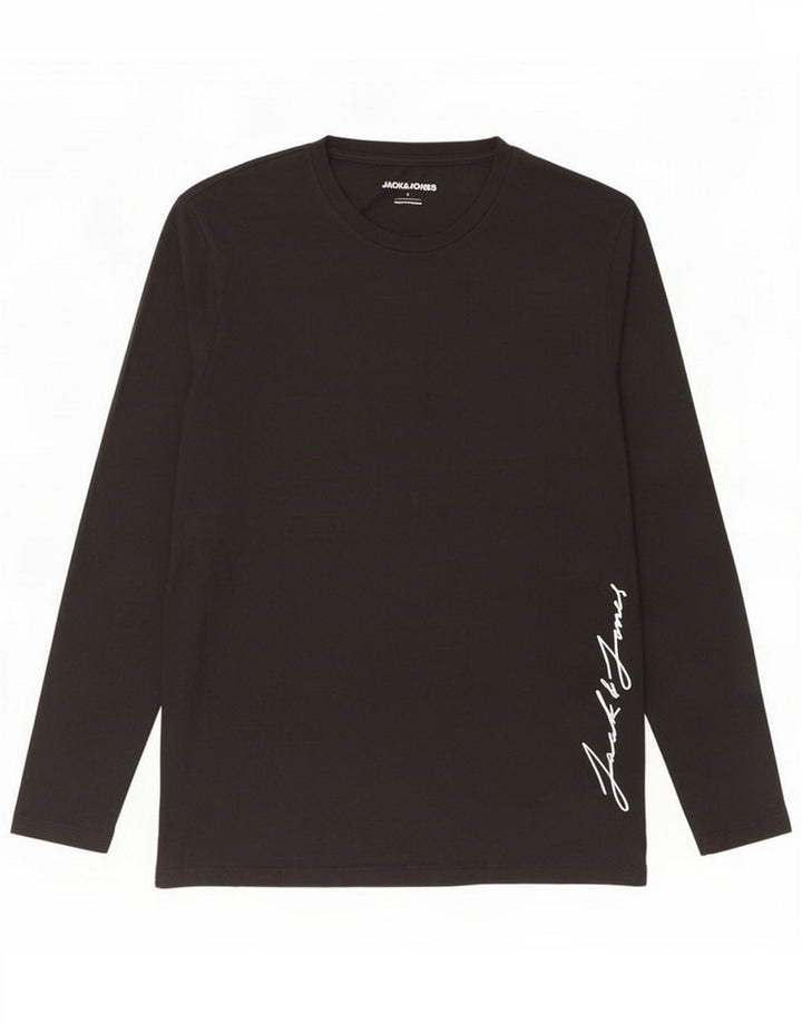 Jack & Jones Mens Graphic Top Long Sleeve Large Black