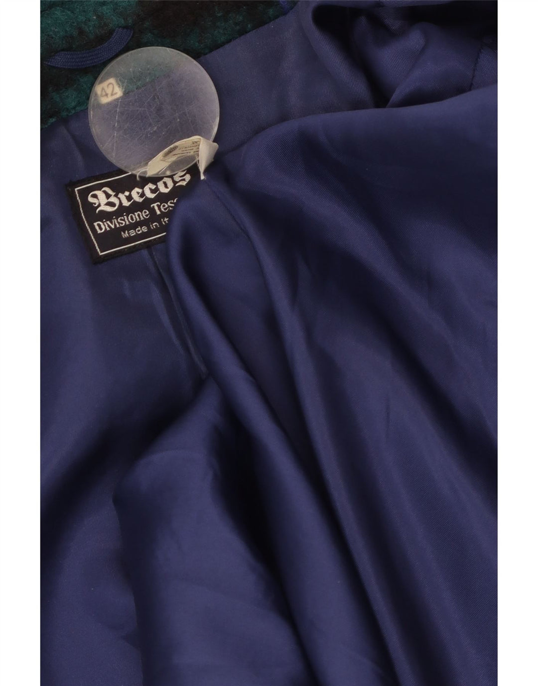Breco's Womens Overcoat IT 42 Medium Blue Check Virgin Wool