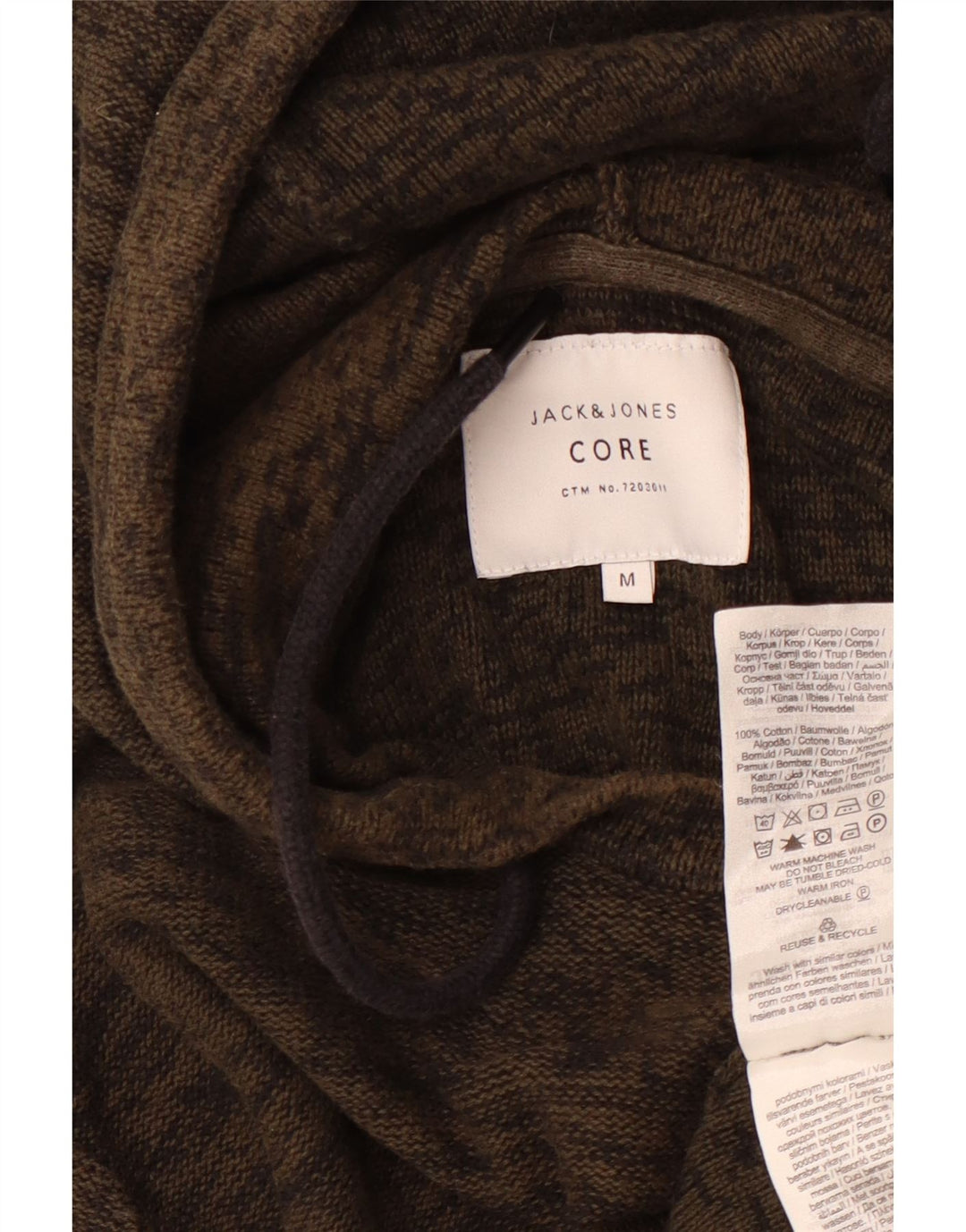 JACK & JONES Mens Hoodie Jumper Medium Khaki Flecked Cotton