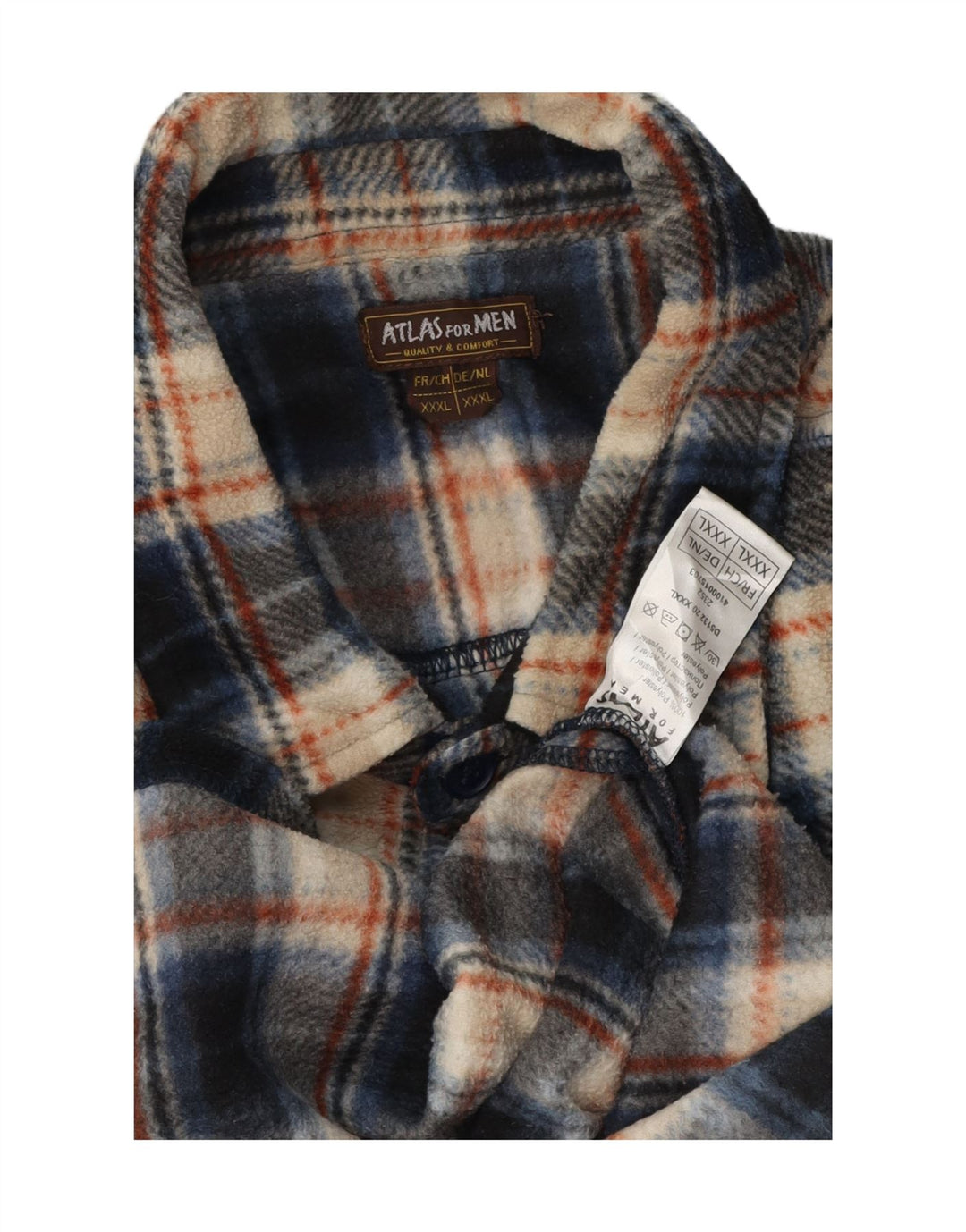 ATLAS FOR MEN Mens Fleece Shirt 3XL Blue Check Polyester