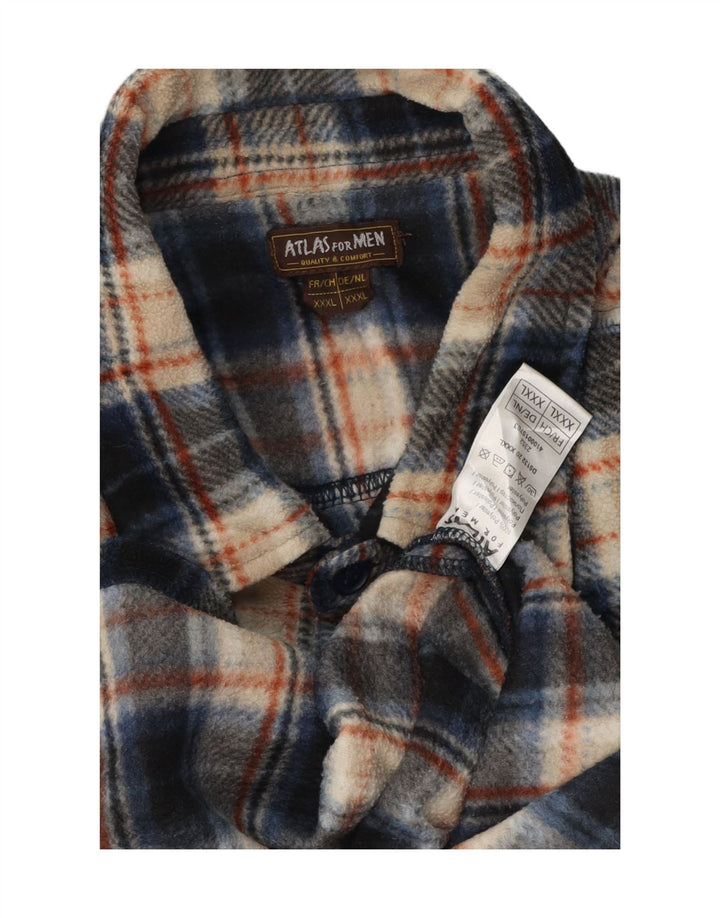 ATLAS FOR MEN Mens Fleece Shirt 3XL Blue Check Polyester