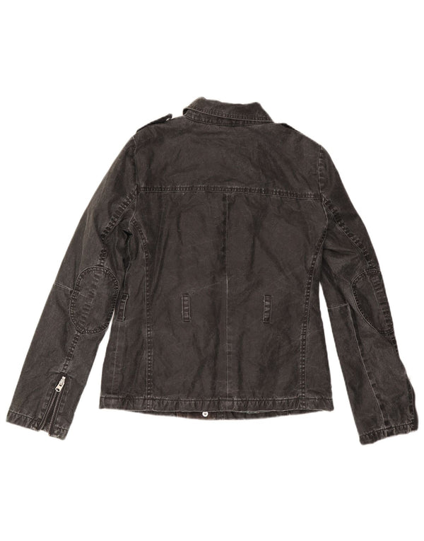 Topshop Womens Denim Jacket UK 8 Small Black Polyacrylic