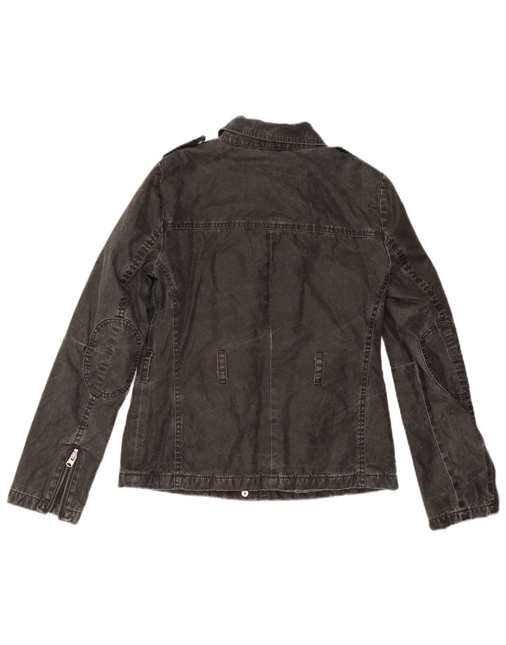 Topshop Womens Denim Jacket UK 8 Small Black Polyacrylic