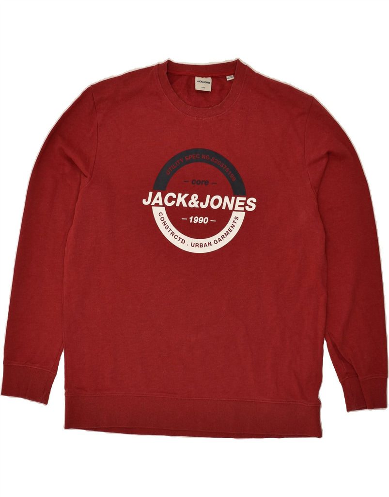 JACK & JONES Mens Graphic Sweatshirt Jumper 2XL Red Cotton | Vintage Jack & Jones | Thrift | Second-Hand Jack & Jones | Used Clothing | Messina Hembry 