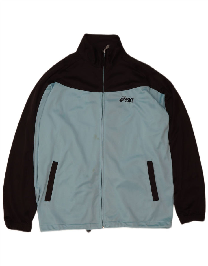 Asics Mens Tracksuit Top Jacket Large Blue Colourblock
