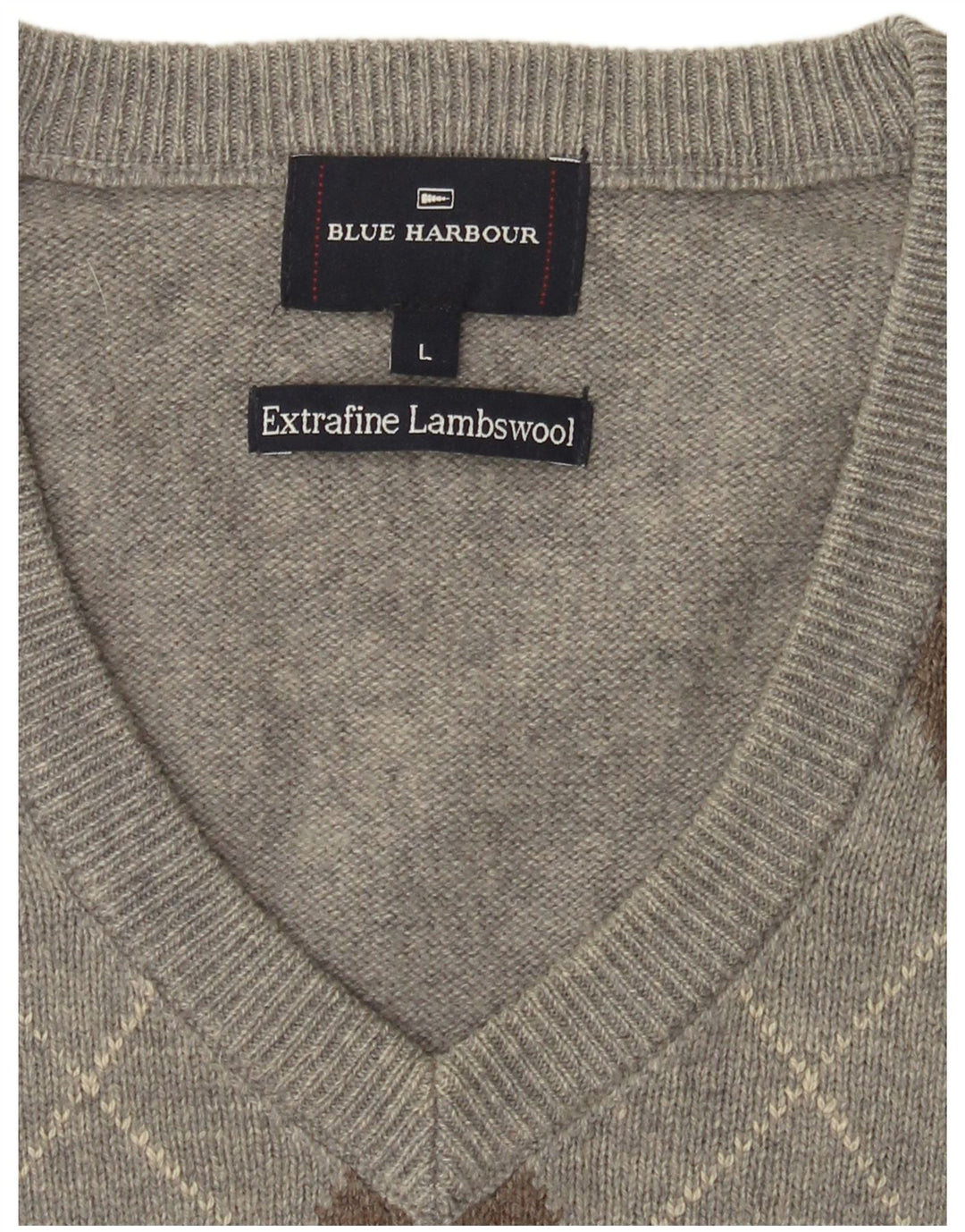 Blue Harbour Mens Vest Tank Top Large Grey Argyle/Diamond Lambswool